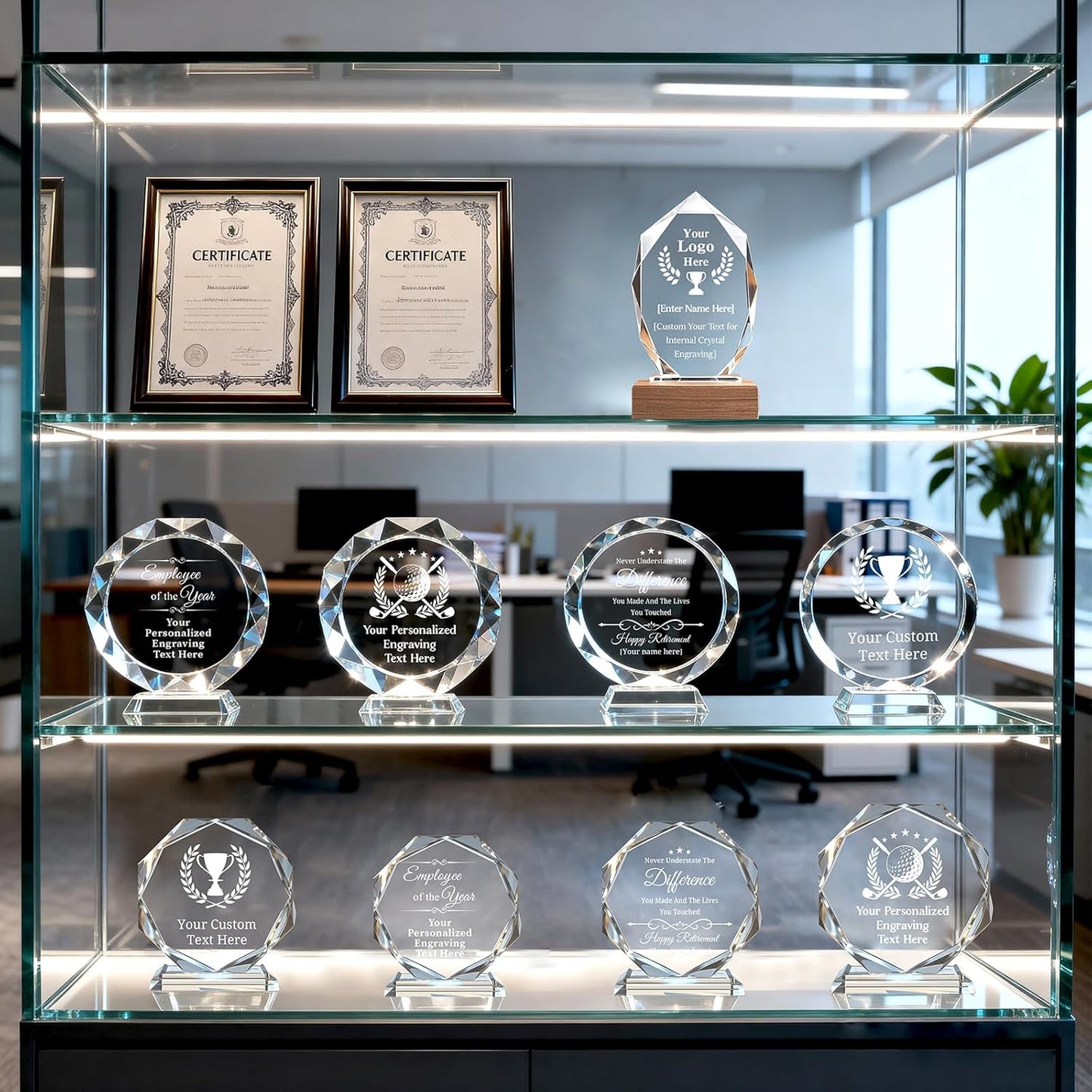 Personalized Trophy Award - Custom Crystal Awards and Trophies - Plaques Personalized Engraved - Thank You Gifts - Employee Appreciation Gifts for Cowokers, Recognition, Sports