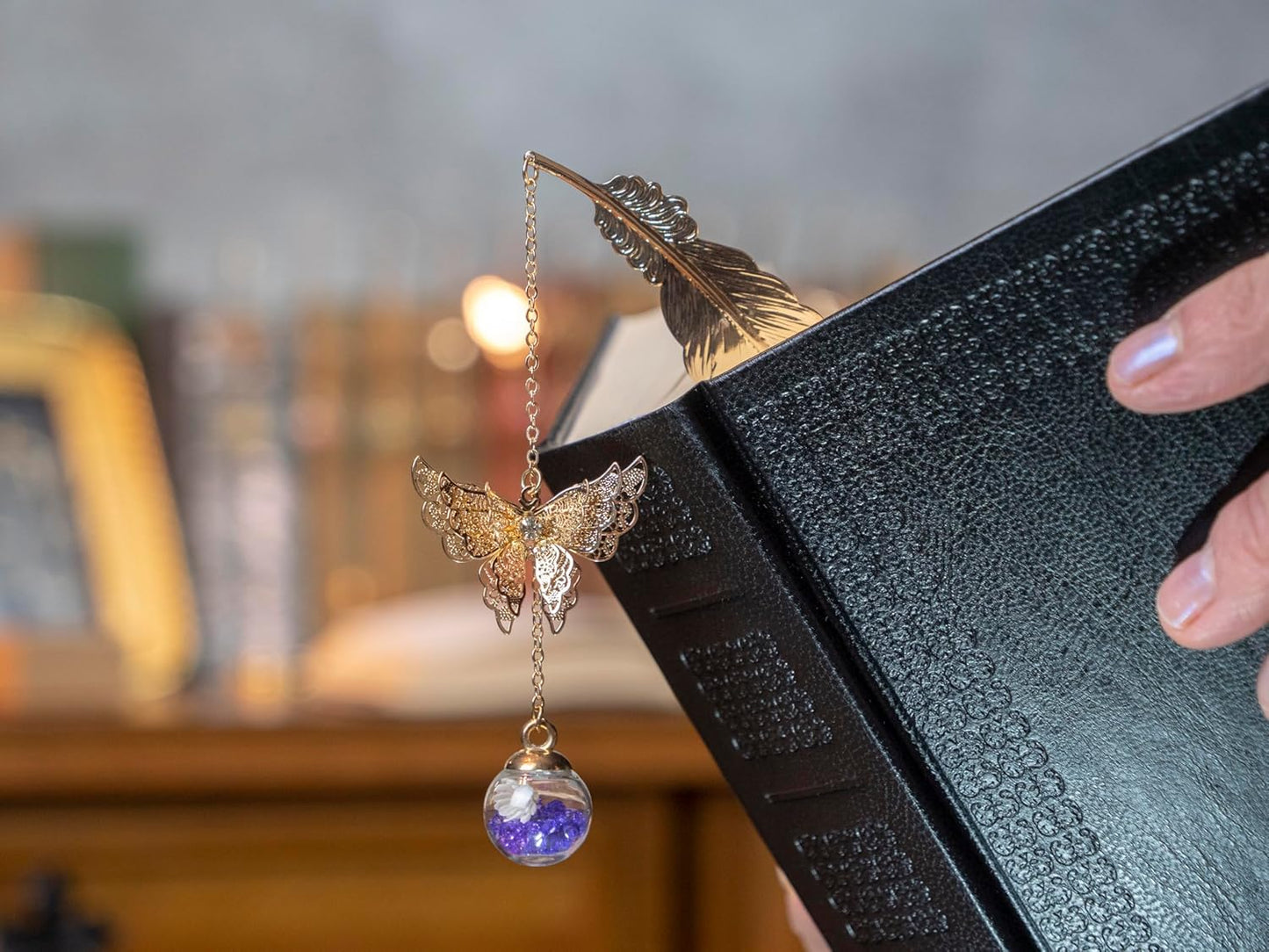 Toirxarn Metal Feather Bookmark with Butterfly Charm – Christmas Gifts for Women, Mom, Teachers, Book Lovers – Stocking Stuffers, Secret Santa, Birthday & Holiday Gift Box