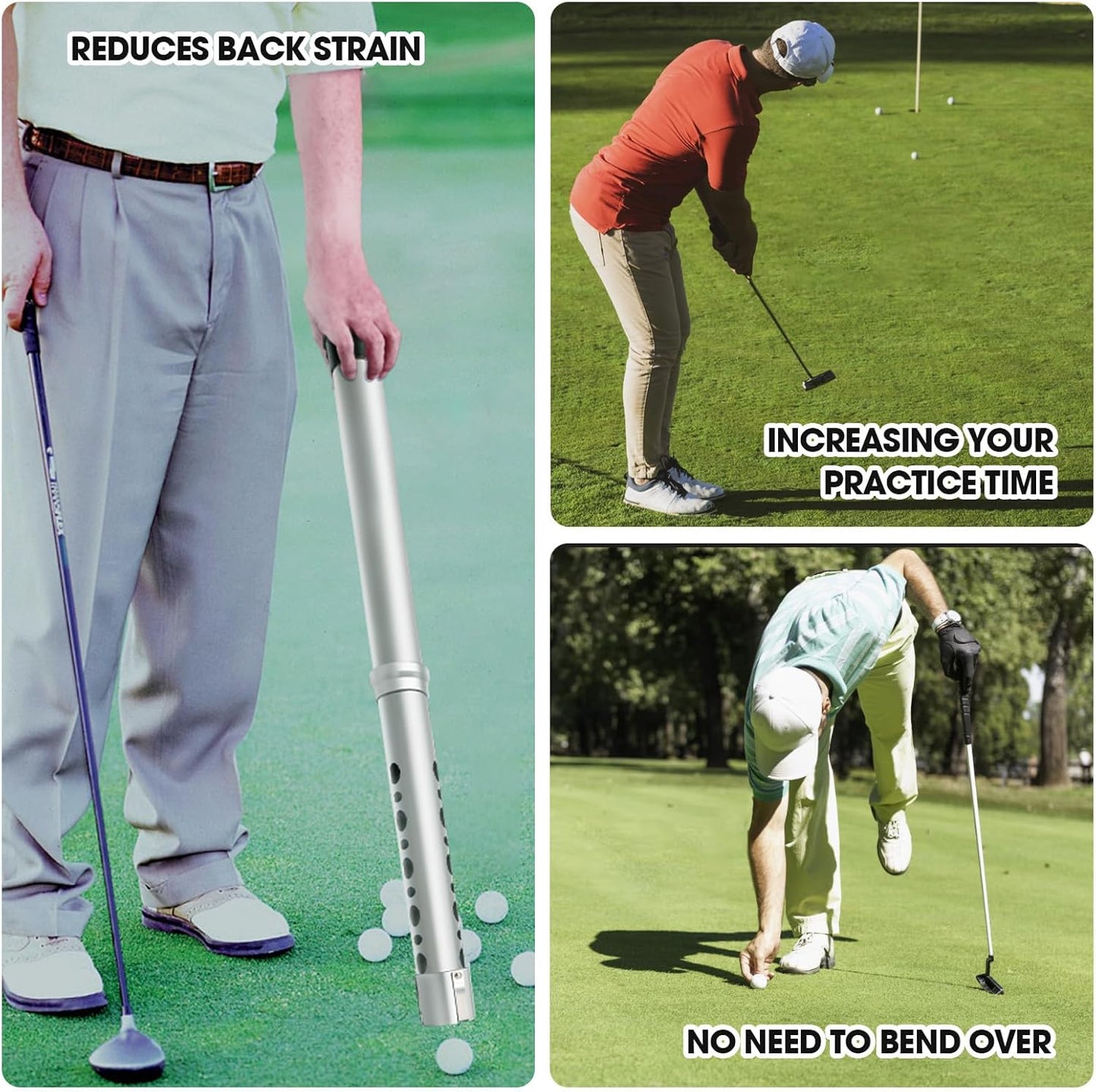 Golf Ball Shag Tube Professional Golf Ball Picker Upper Aluminum Golf Ball Retriever Collector Practice Pick-up Sucker Tool