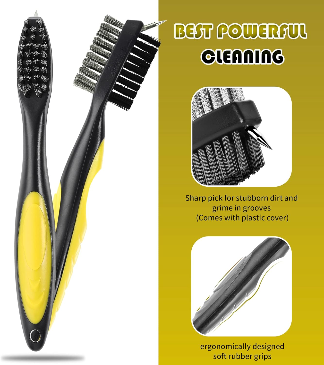 Mile High Life Golf Club Brush, Club Groove Cleaner with 2 Ft Retractable Extension Cord and Aluminum Carabiner, Golf Bag Accessories for Men and Women