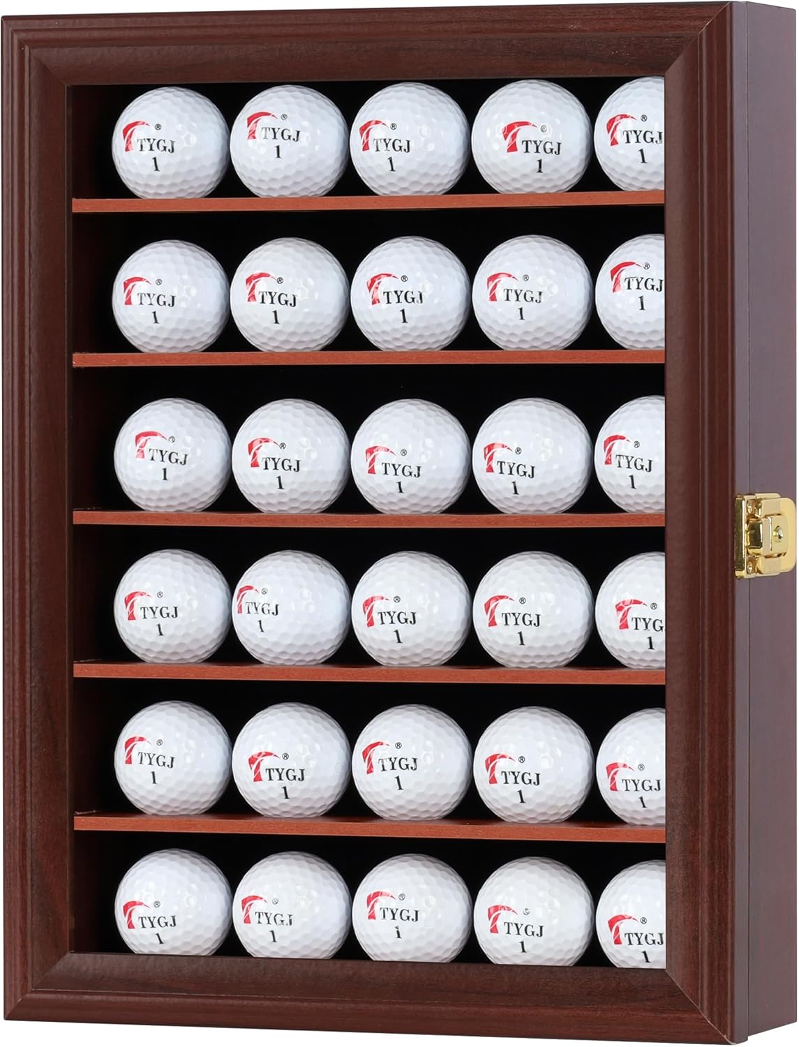 Golf Ball Display Case for 30 Golf Balls, Display Cabinet Great Golfer Memorabilia Gift for Golf Enthusiasts, for Hole-in-1 Display, Wall Mount with Lockable Door Black