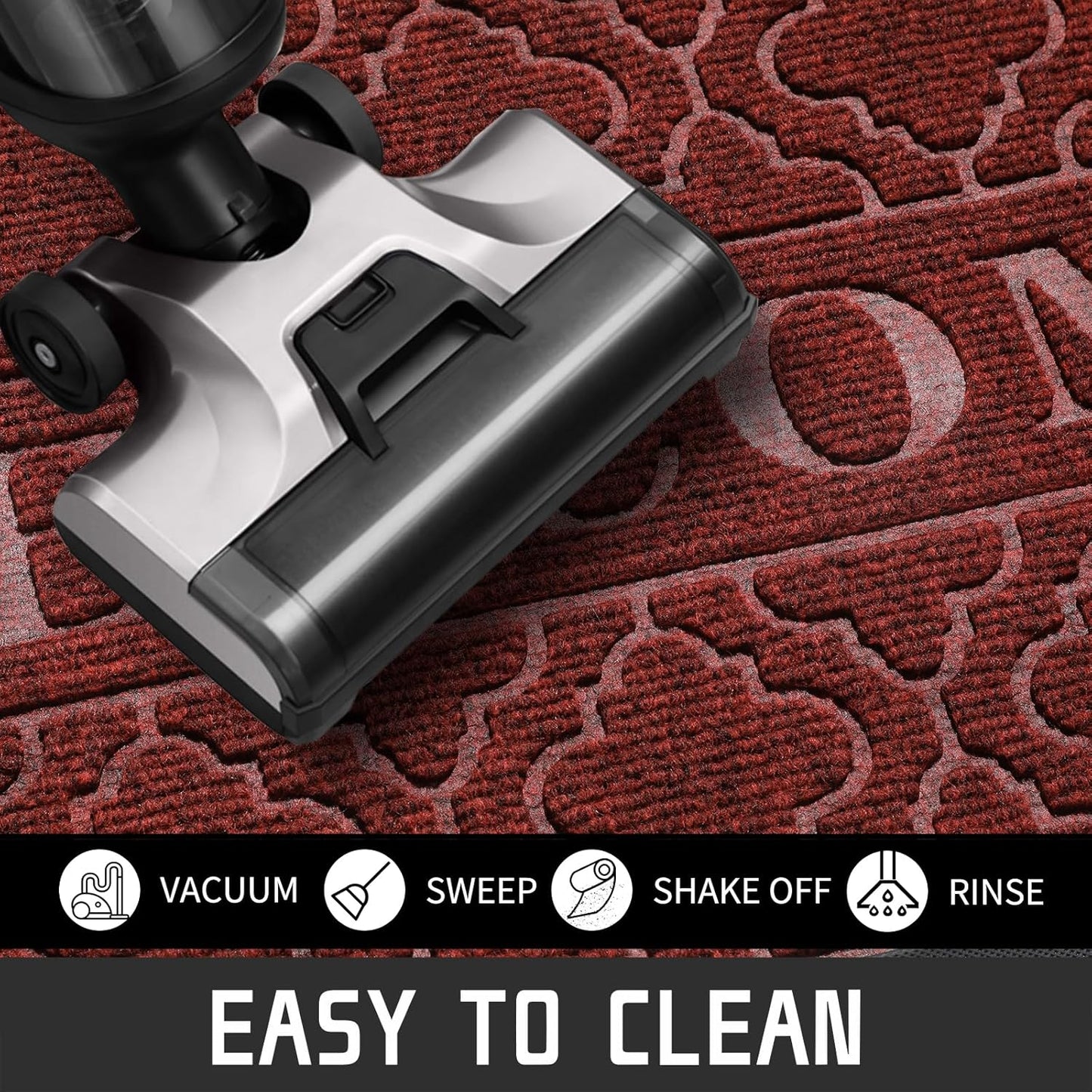 Yimobra Christmas Door Mat Outdoor Indoor 29.5x17, All-Weather Waterproof Front Door Mat Outside Entrance, Non-Slip Low Profile Porch Patio Welcome Doormat, Red