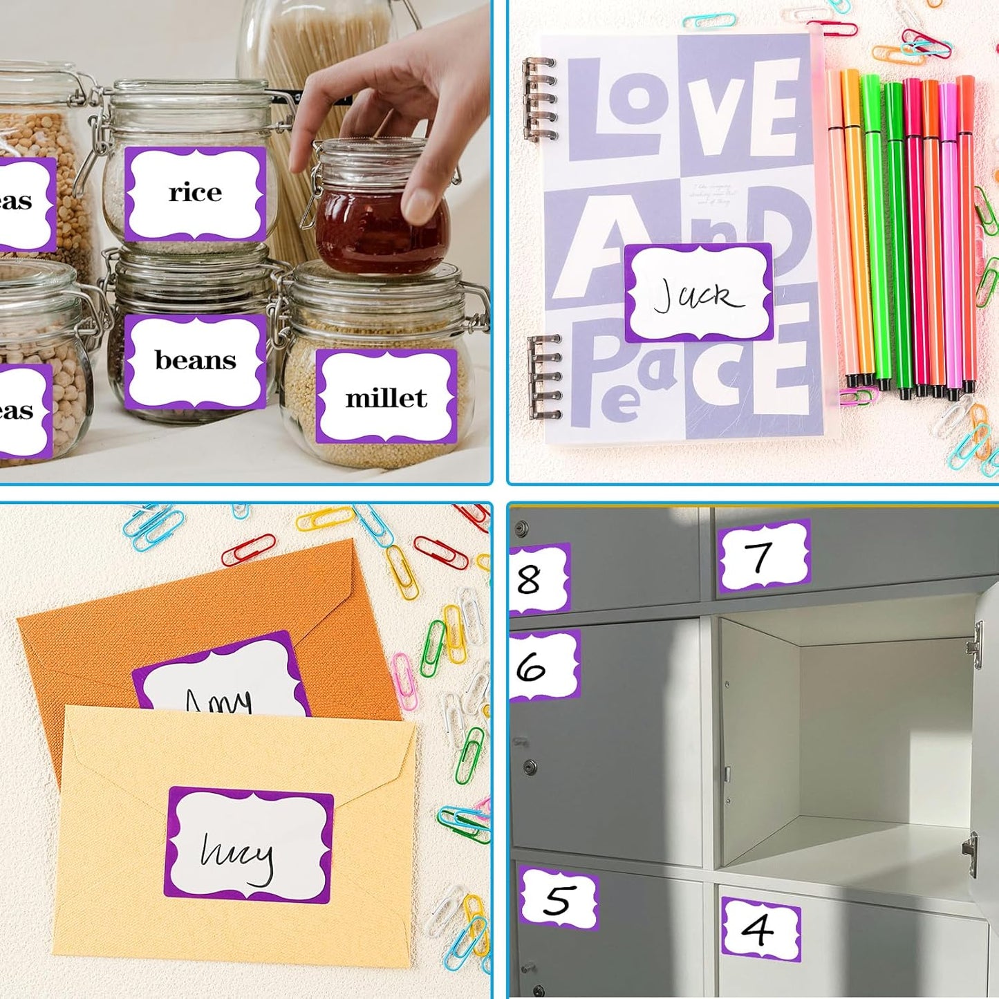 Purple Name Tags,2"x 3" Name Tag Stickers with Purple Border 200 Pcs Adhesive Name Tags Sticker Name Badges Labels for School, Office, Home, Party, Conferences