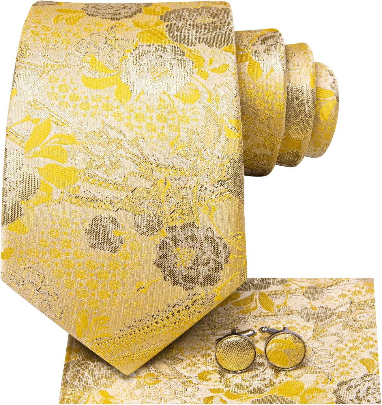 Dubulle Mens Paisley Striped Tie WOVEN Necktie for Men and Handkerchief Cufflinks Set Wedding Formal Business