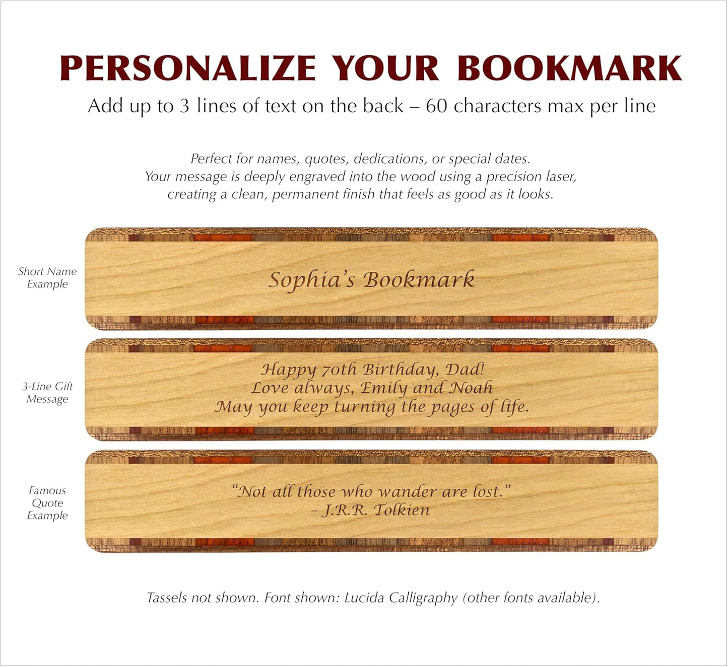 Personalized Aristotle Excellence Quote, Engraved Wooden Bookmark - Made in USA - Also Available Without Personalization