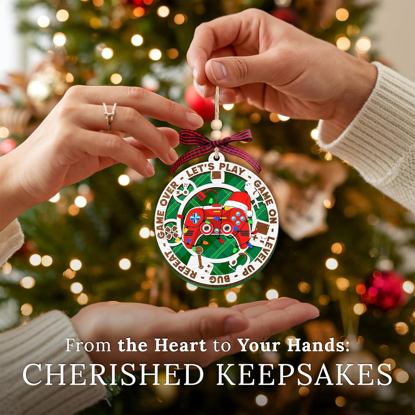 HEXMOZ Gaming Christmas Ornaments - Gamer Ornaments for Christmas Tree - Video Gamer Gifts for Teen Boys, Gamers, Sons, Brothers - Holiday Present Ideas - Xmas Ornament Decorations 2025