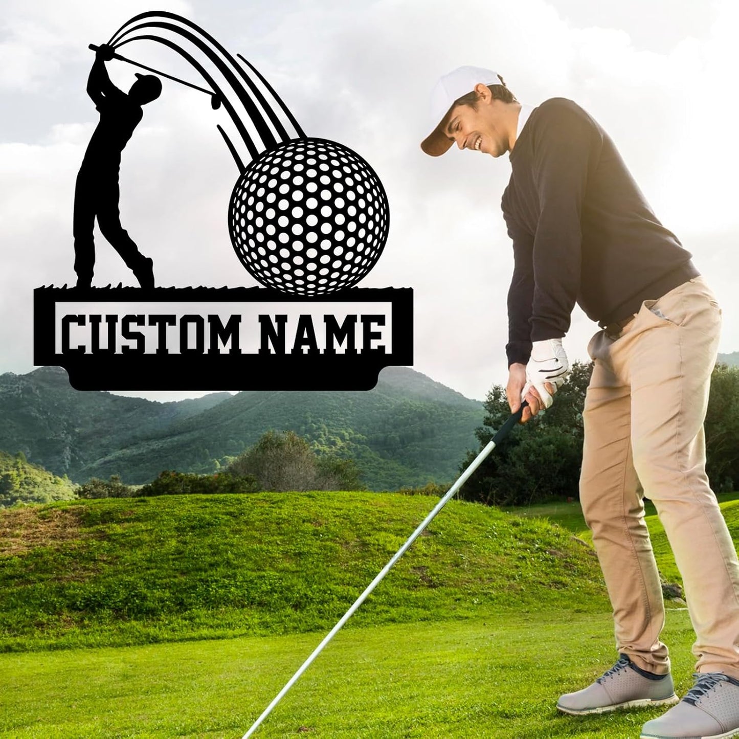 Personalized Golf Metal Wall Art, Vintage Golf Wall Decor, Custom Signs Outdoor Metal, Sports Theme Home Decor for Man Cave Office Garage Bar, Personalized Golf Gifts for Men Dad Father Color04