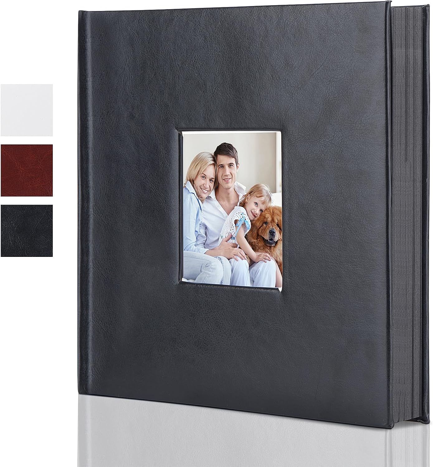 Leather Scrapbook Album DIY Set Scrap Book Album Hardcover Pictures Book 10.5"x10.5",DIY,Handmade for Anniversary,Family Memories,Couples,Friend&Baby,Accommodates 3x5 to 8x10 Photos (Leather-black)