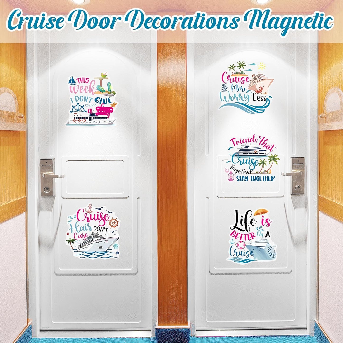 Funny Cruise Door Decorations Magnetic - 5 Pcs Friends Fun Cruise Door Magnets, Cruise Ship Essentials Magnets Fun Door Signs for Cabin Door Carnival Party Fridge Decor