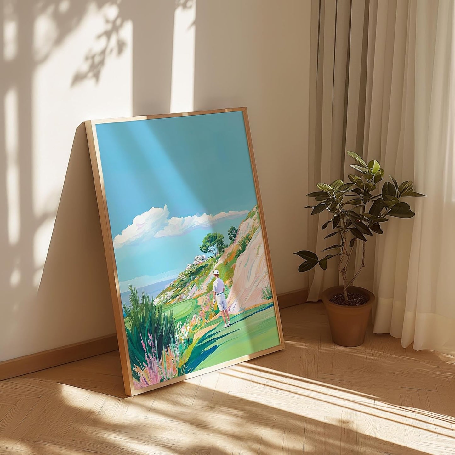 Golf Course Floral Pastel Art Print Posters - Premium Giclee Fine Art Prints - Golf Course Home Decor Posters, Golfer Art Prints for Home and Office Decor - Vintage Aesthetic, Ready to Frame