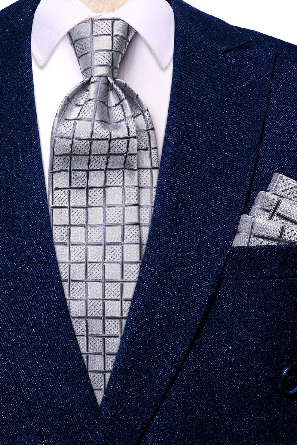 Dubulle Mens Paisley Striped Tie WOVEN Necktie for Men and Handkerchief Cufflinks Set Wedding Formal Business