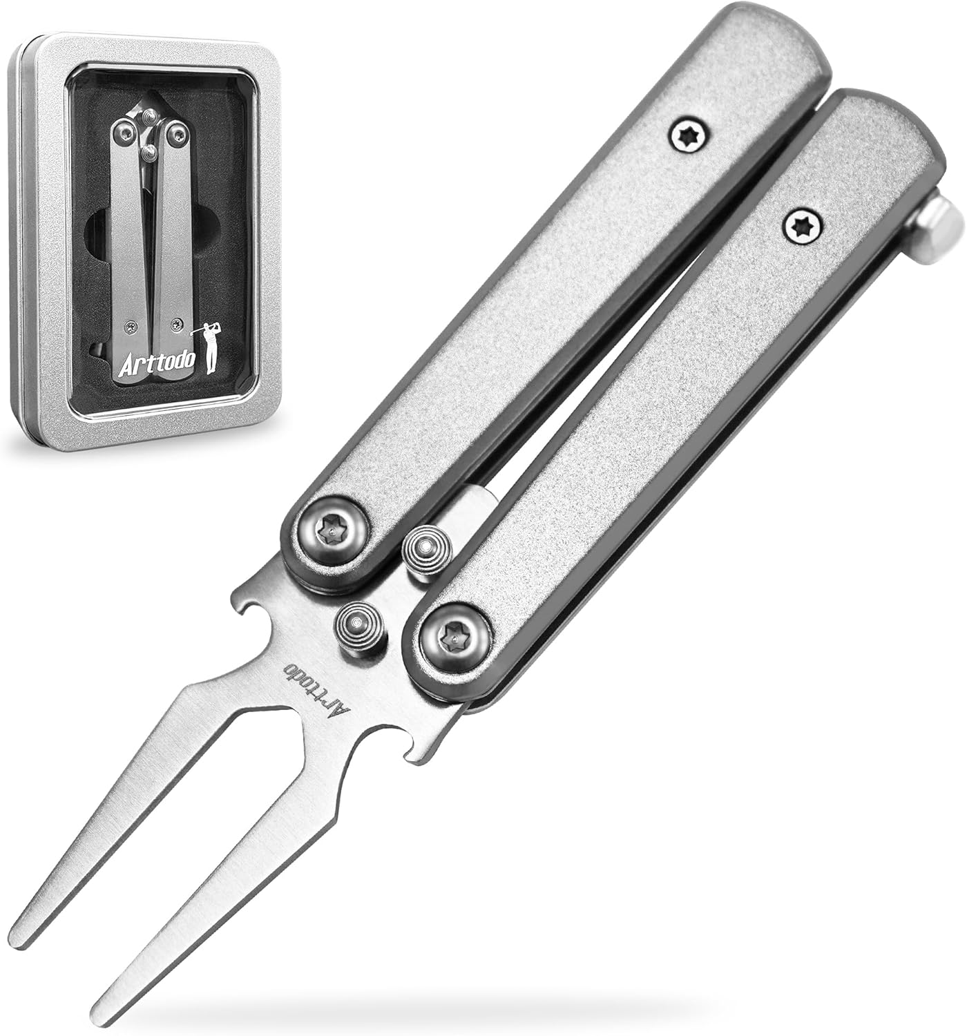 Golf Divot Repair Tool, Stainless Steel Foldable Divot Tool & Golf Divot Tool with Bottle Opener, Golf Accessories for Men and Women