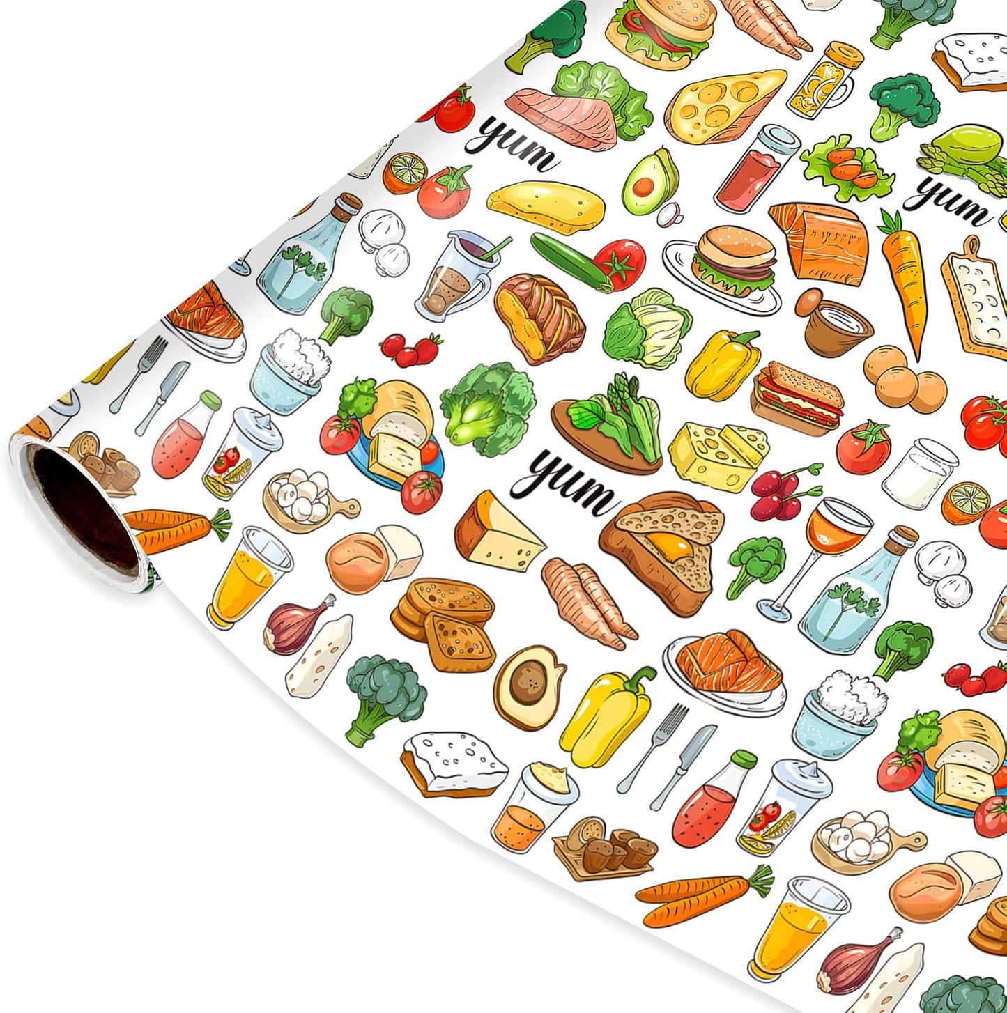 Food Wrapping Paper Roll - 17Inch x16.4Feet - Sandwich Fruit Vegetable Gift Wrap Foodie Gift Packing Paper