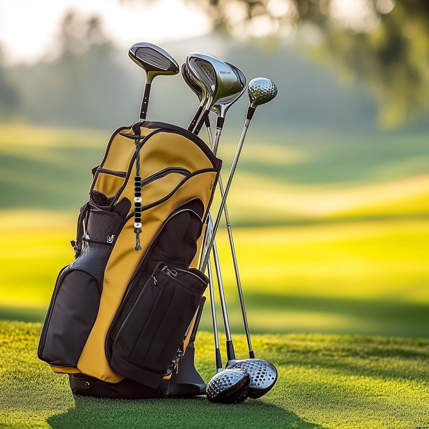 LAMIBEE Golf Beads Count Stroke Score Counter, Durable 550 lbs Paracord String with 10 Beads, Easy Scorekeeping, Hand-Braided with Clip