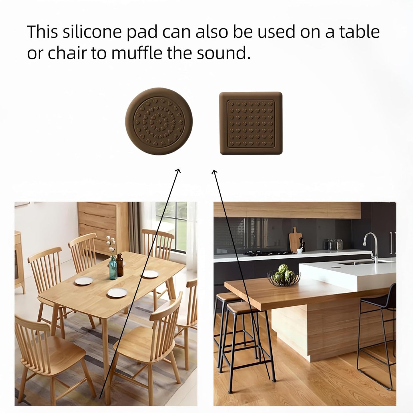 8 Pack Anti-Slip Cutting Board Stabilizer Pads Cutting Board Feet, Self-Adhesive Waterproof Rubber Feet for Furniture, Non-Marking Grips for Chopping Blocks, Shock-Absorbent, Noise Reducing (Square)