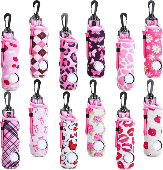 WILLBOND 12 Pcs Golf Ball Tee Holder Neoprene Pouch Golf Ball Carry Bag Multicolor Portable Accessories for Man Woman