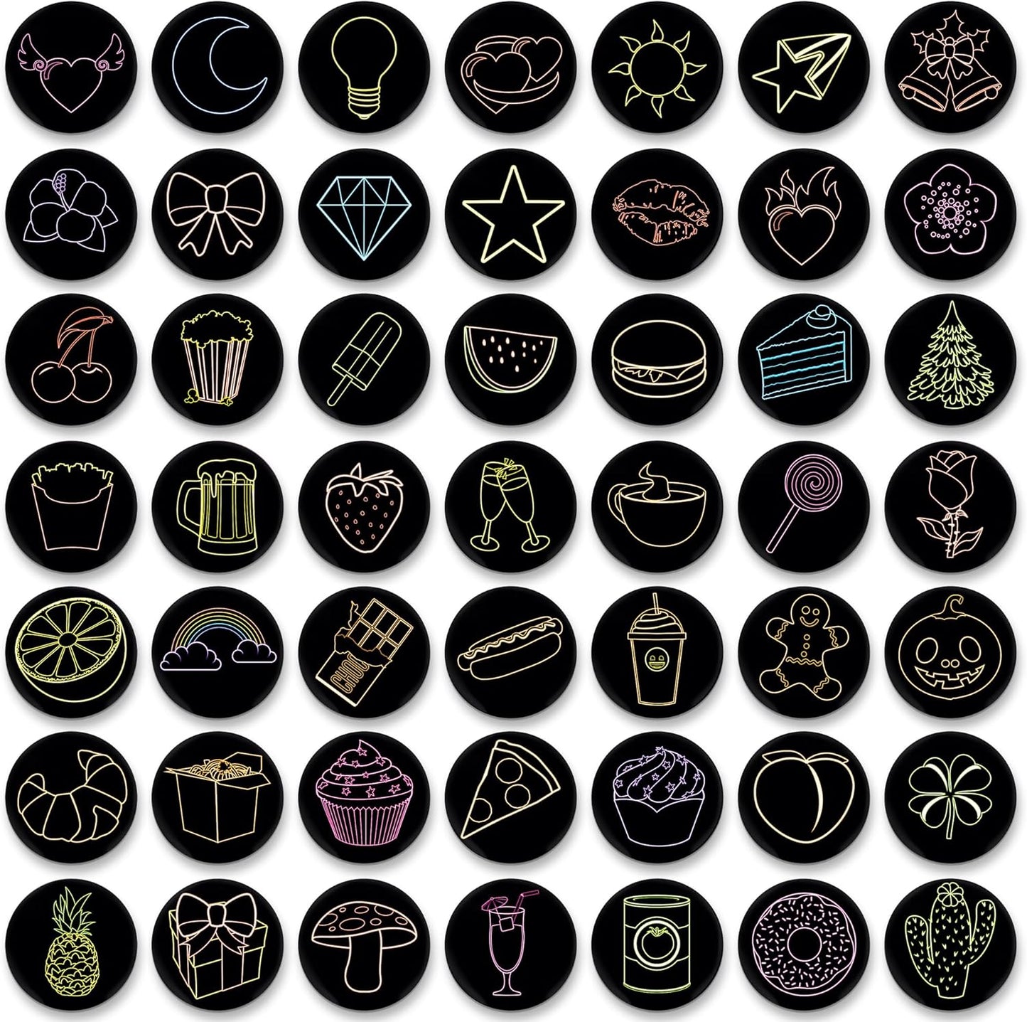 MORCART 54Pcs Emoji Refrigerator Magnets Fridge Magnets for Locker Whiteboard - Neon Magnets Funny Magnets for School Home Kitchen Office Party Gift for Family and Friend EM-025