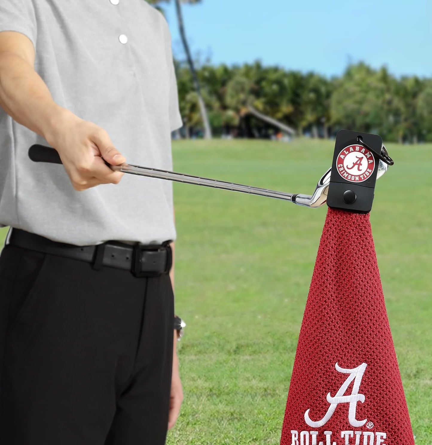 Magnetic Golf Towels for Golf Bags with Clip & Ultra Strong Magnet - Waffle Weave Microfiber Towel for Secure Hold on Bags & Carts - Ideal Club Cleaner & Accessories - Crimson Red