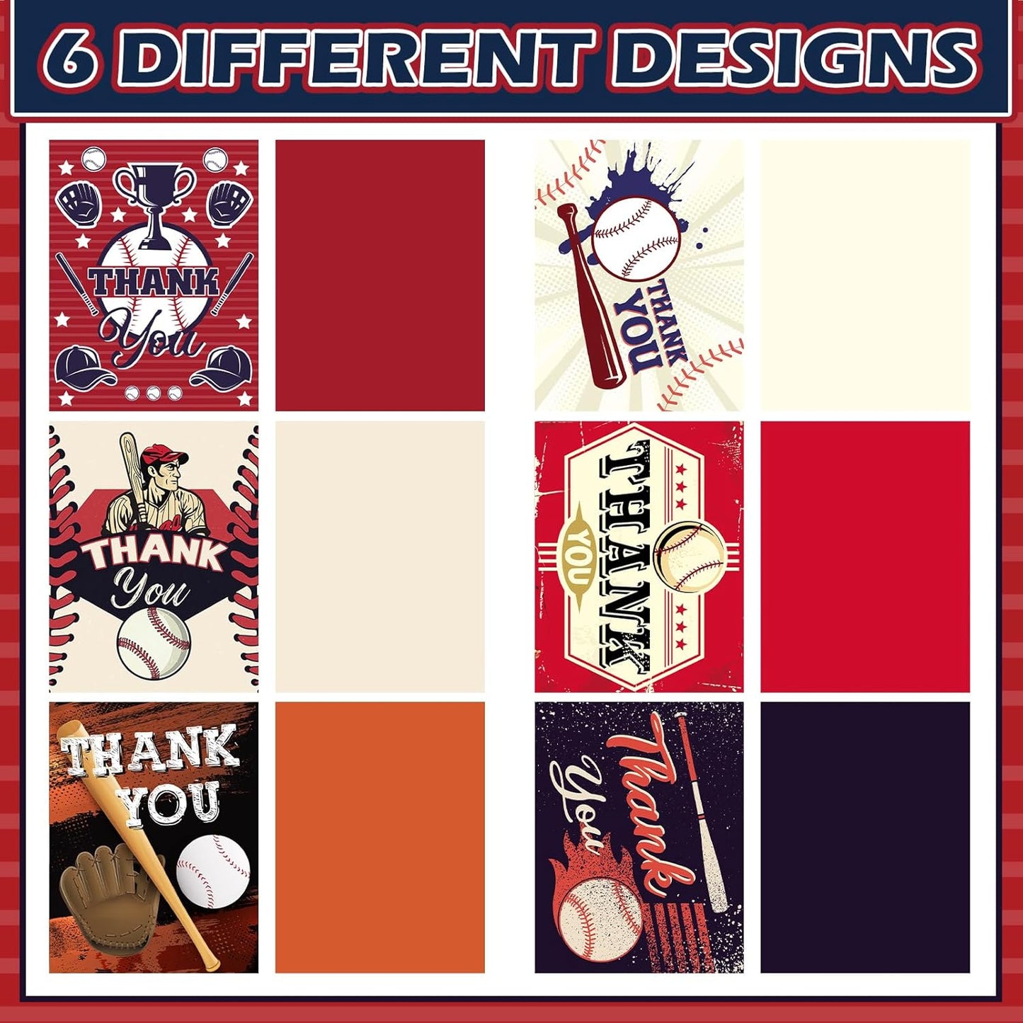 6 Pack Jumbo Thank You Card for Coach with Envelopes 8.5x11 Inch Thank You Cards Gifts from the Team Group Sports Themed Greeting Cards for Teacher Appreciation Gift(Baseball)