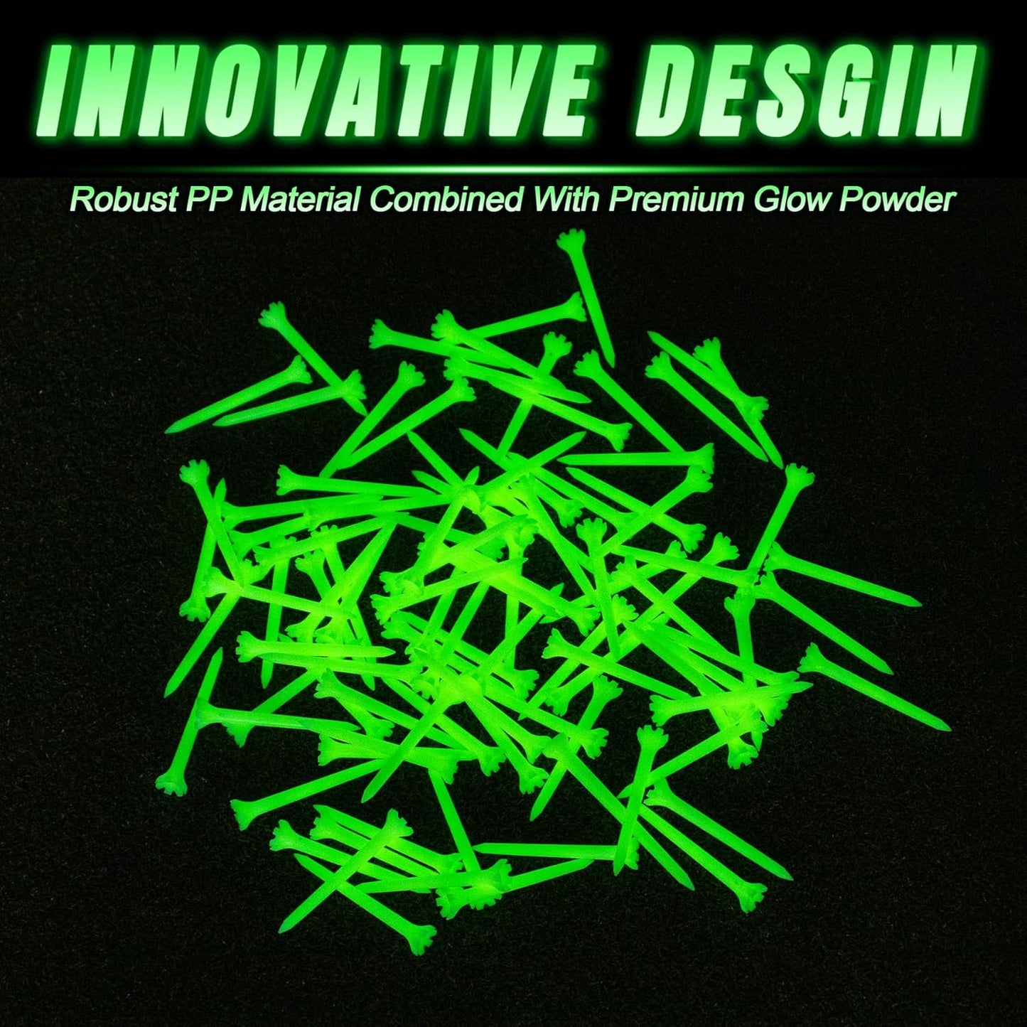 KINGTOP Glow-in-The-Dark Golf Tees, Fluorescent Green Light Up Golf Tee, Long-Lasting Illumination Perfect for Night Golf