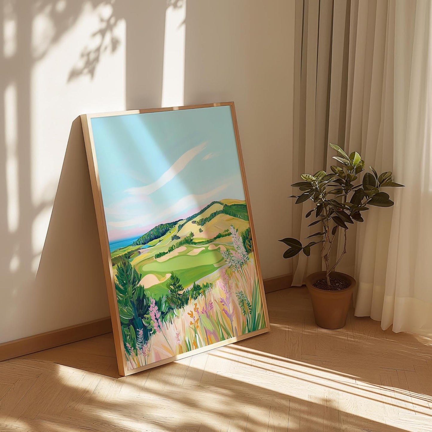 Golf Course Floral Pastel Art Print Posters - Premium Giclee Fine Art Prints - Golf Course Home Decor Posters, Golfer Art Prints for Home and Office Decor - Vintage Aesthetic, Ready to Frame