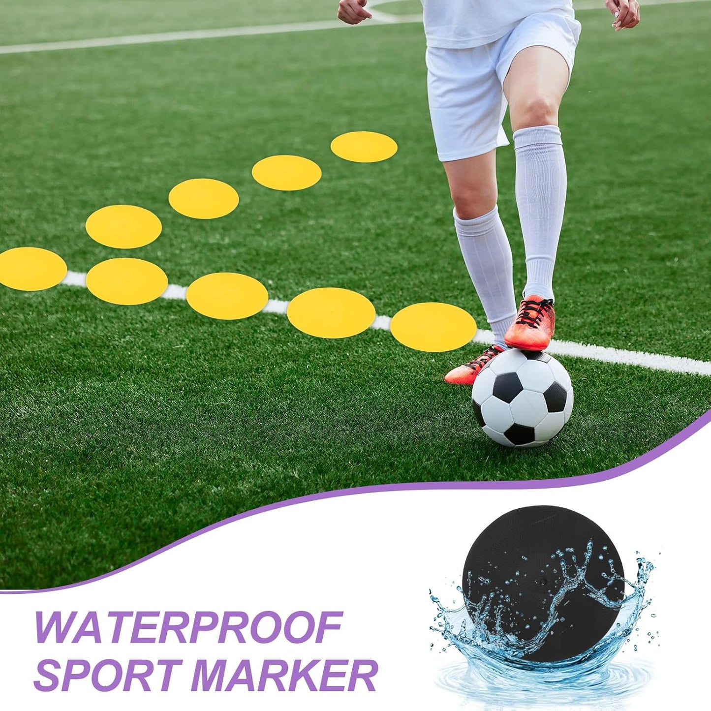 PATIKIL Spot Markers, Non-Slip Floor Dots Agility Markers Flat Field Cones Poly Dots for Gym PE Speed Training Dance Soccer Basketball Sports