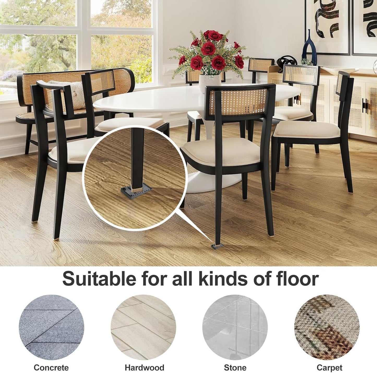 Furniture Levelers Pads,20 Pack Flexible Rubber Table Leveling Shims for Home Improvement - Level Wedges,Cabinet Shims、Chair Shims、Table Leg Leveler, Waterproof Non-Slip, Stackable(Black)