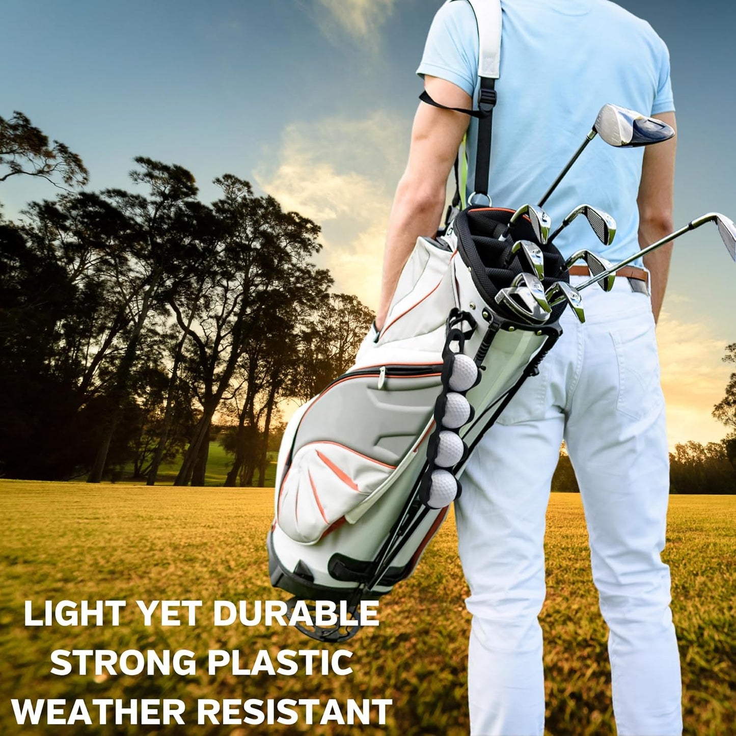 Golf Ball Holder - Holds 4 Golf Balls, Easy Attachment to Bag or Cart, Gift Accessories for Men and Women