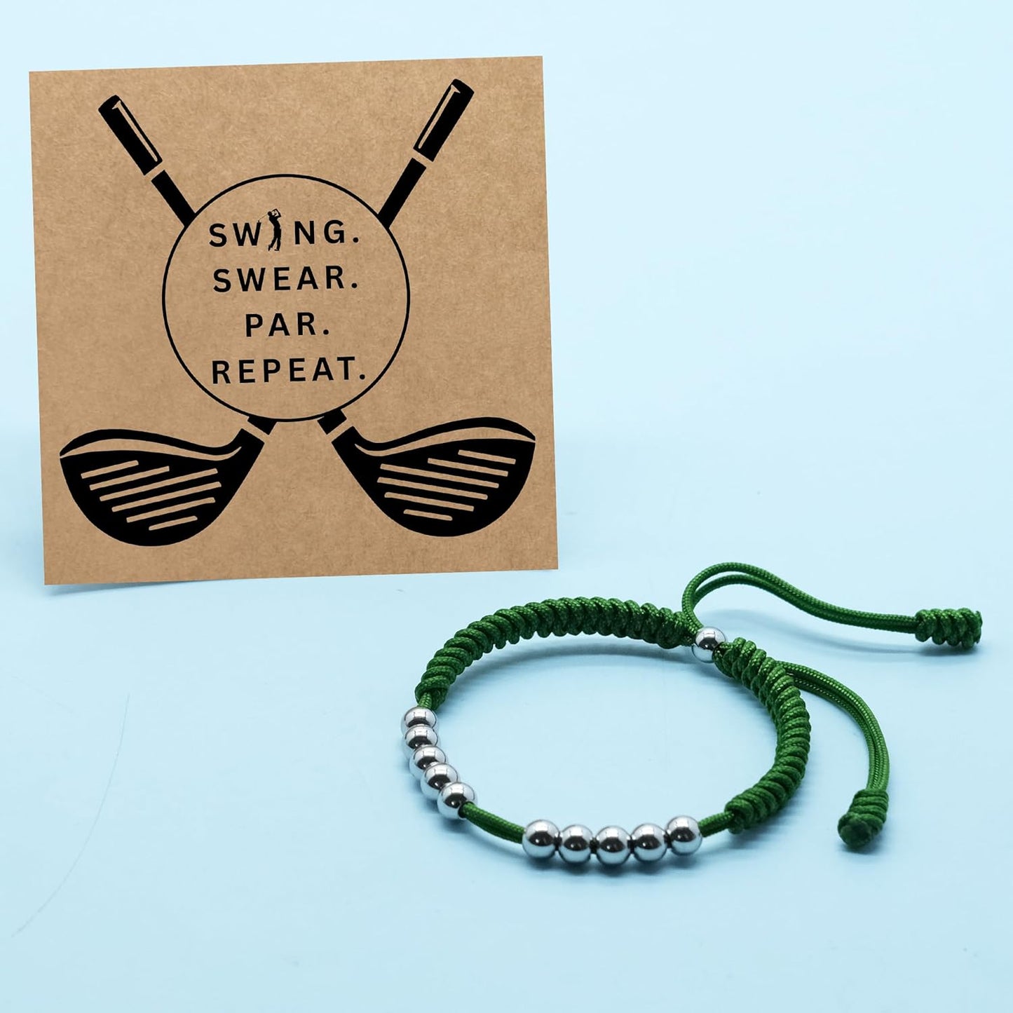 LAMIBEE Premium Golf Stainless Steel 10 Bead Score Counter Bracelet, Golf Stroke Count Bracelet, Resizable Easy Adjust Golf Round Scoring Tracker, Durable Stylish Golf Accessory