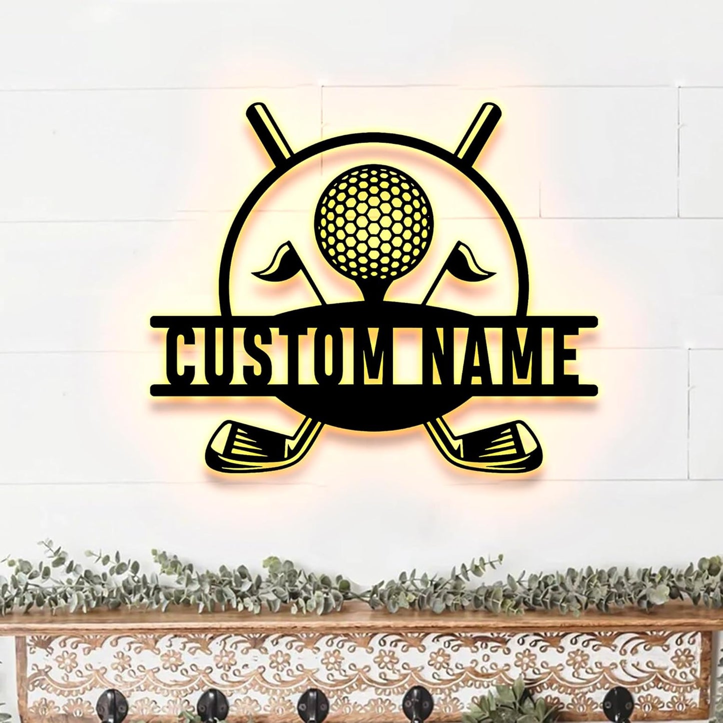Custom Golfing Metal Wall Art LED Light, Personalized Golfer Name Sign Home Decor, Wall Hanging, Birthday Gift, Christmas Gift