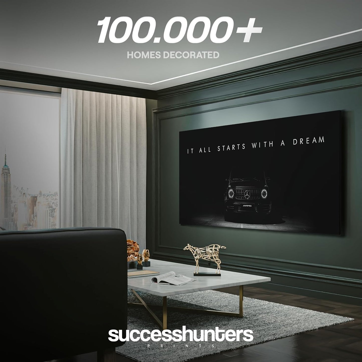 Motivational Wall Art for Office, Super Car Art Canvas, Inspirational Automotive Decor for Mercedes Benz G Class Sportscar Lovers, Motivational Wall Decor for Office and Home Car Poster (10" x 20" in)