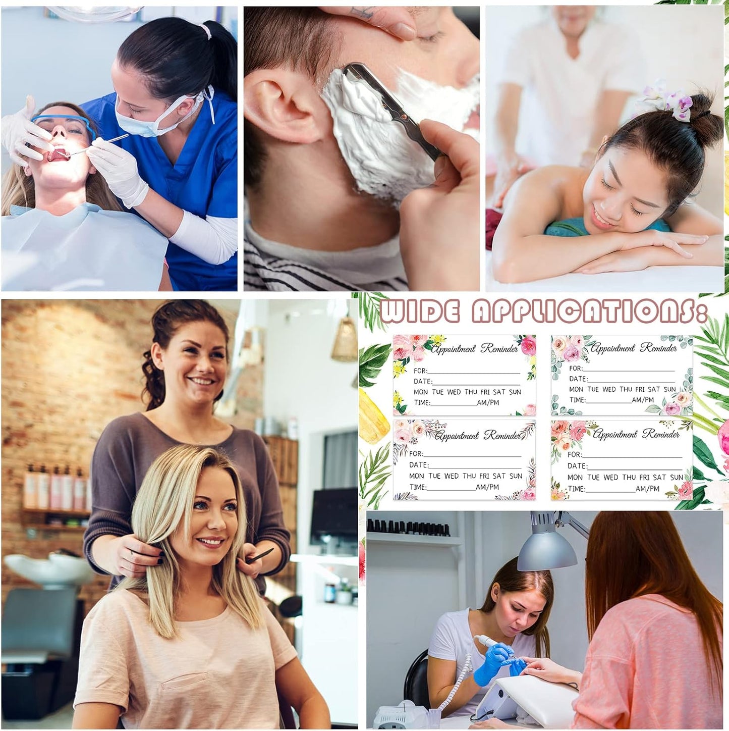 Ctosree 400 Pcs Appointment Reminder Cards 1.97 x 3.54 Inches Client Appointment Reminder Cards Bulk for Business Hair Salon Dental Office Nail Spa Massage Dog Grooming Restaurant Supplies, 4 Styles