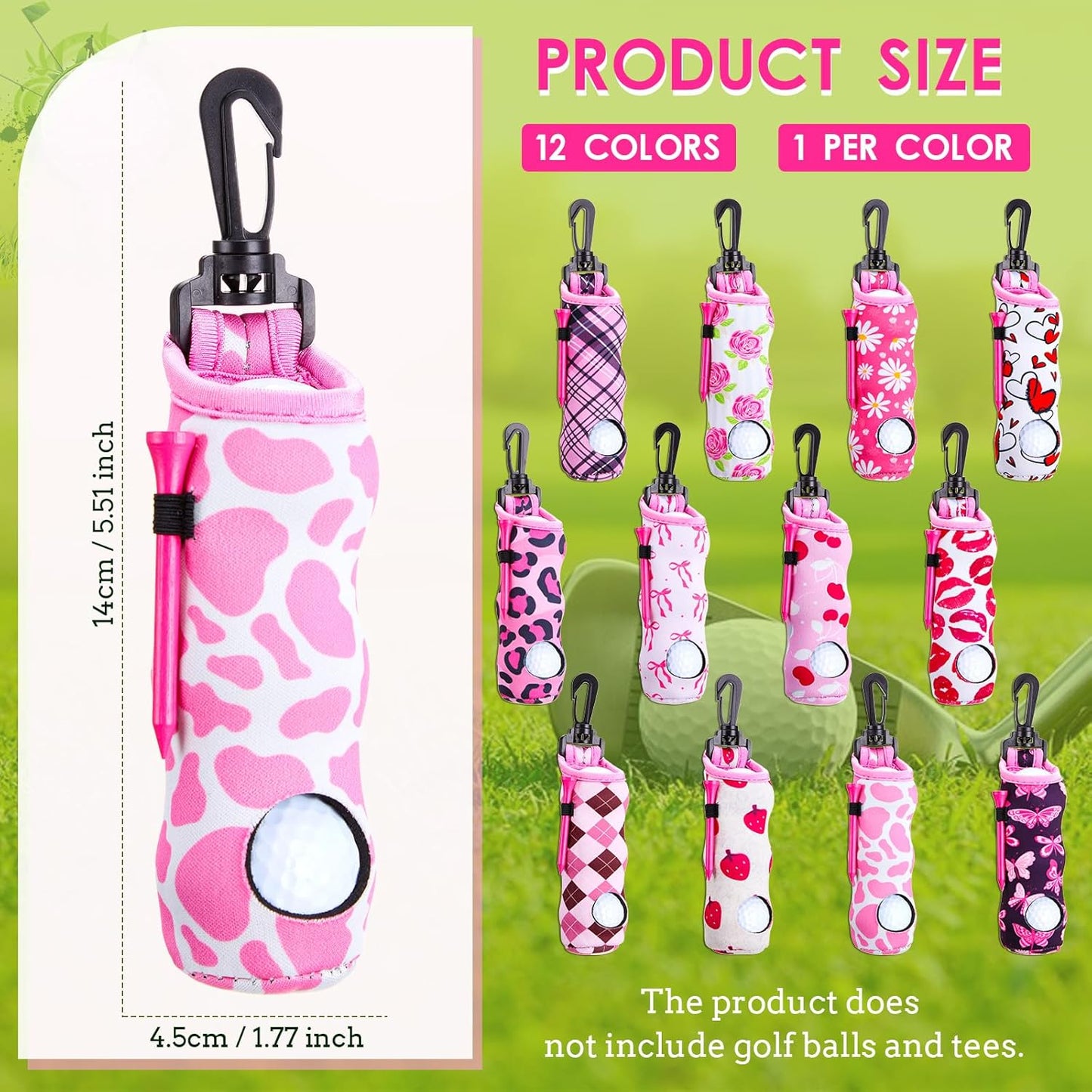 WILLBOND 12 Pcs Golf Ball Tee Holder Neoprene Pouch Golf Ball Carry Bag Multicolor Portable Accessories for Man Woman