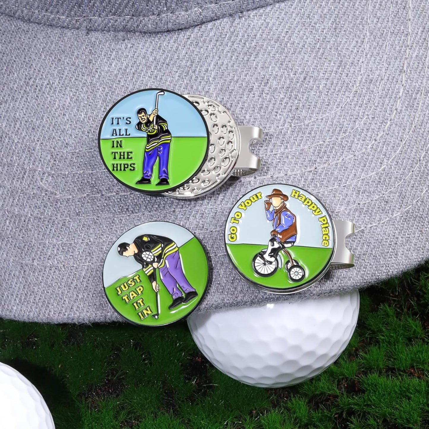 Funny Ball Marker Hat Clip, Magnetic Enamel Golf Ball Markers for Putting Green, Golf Ball Marker with Magnetic Hat Clip, Unique Gift for Golf Lovers