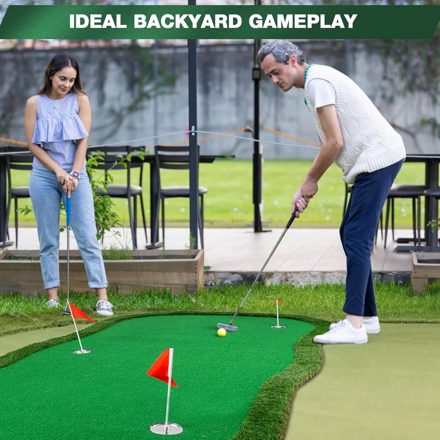 Wekin Golf Putting Green,5x10ft Thickening Professional Large Golf Putting Mat with Realistic Turf for Indoor & Outdoor, Golf Game Practice Equipment