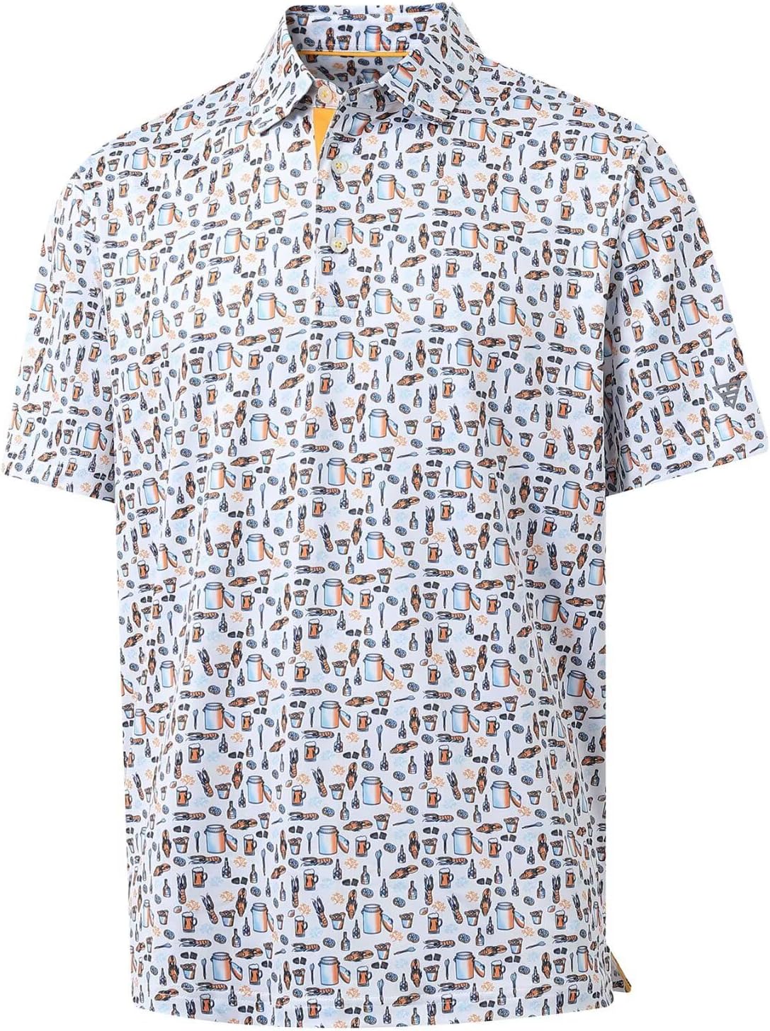 M MAELREG Mens Golf Shirt Short Sleeve Dry Fit Print Moisture Wicking Performance Patterns Collared Polo Shirt