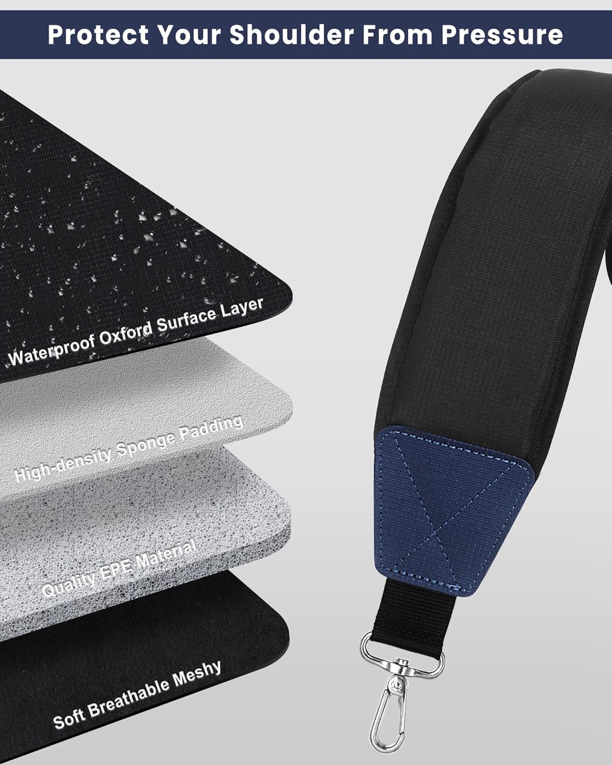 BIG TEETH Golf Bag Strap Single Padded Shoulder Strap Adjustable Thick Pad Straps Universal Replacement Quick Release