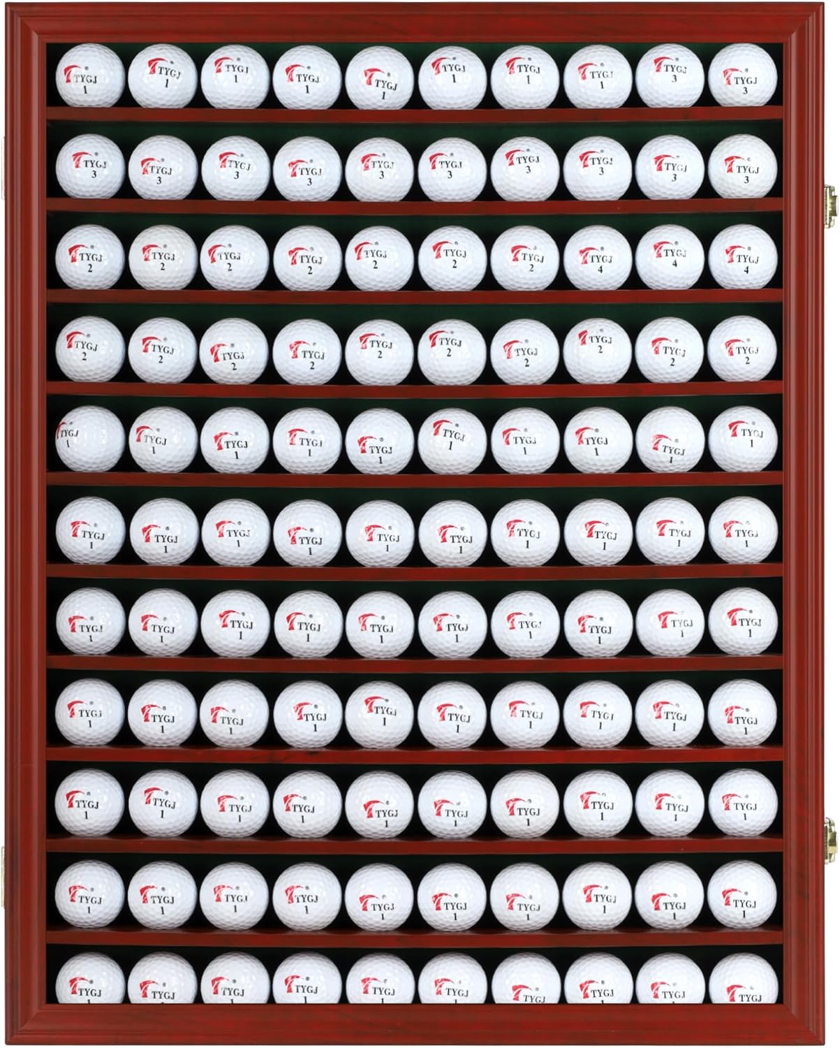 DisplayGifts 110 Golf Ball Display Case Wall Cabinet Holder Shadow Box Acrylic Door UV Protection Cherry Finish