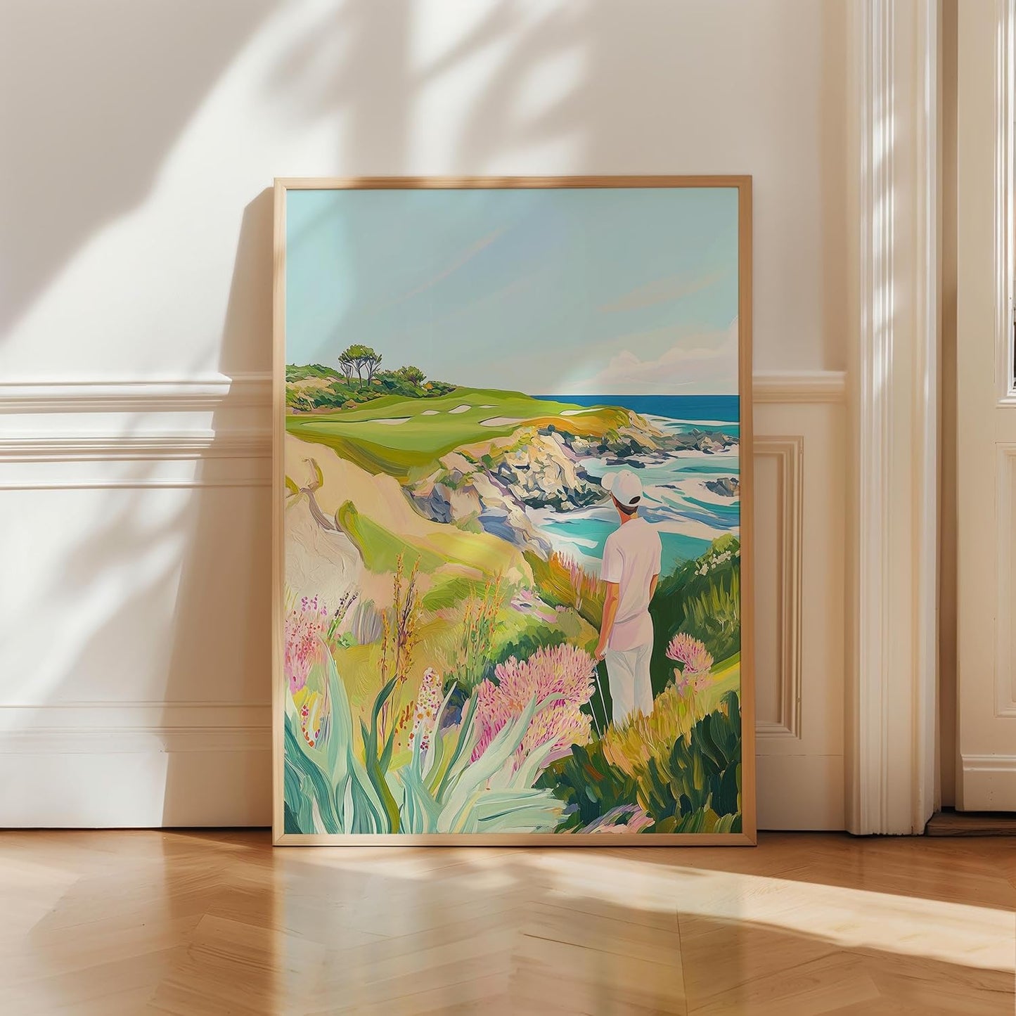 Golf Course Floral Pastel Art Print Posters - Premium Giclee Fine Art Prints - Golf Course Home Decor Posters, Golfer Art Prints for Home and Office Decor - Vintage Aesthetic, Ready to Frame