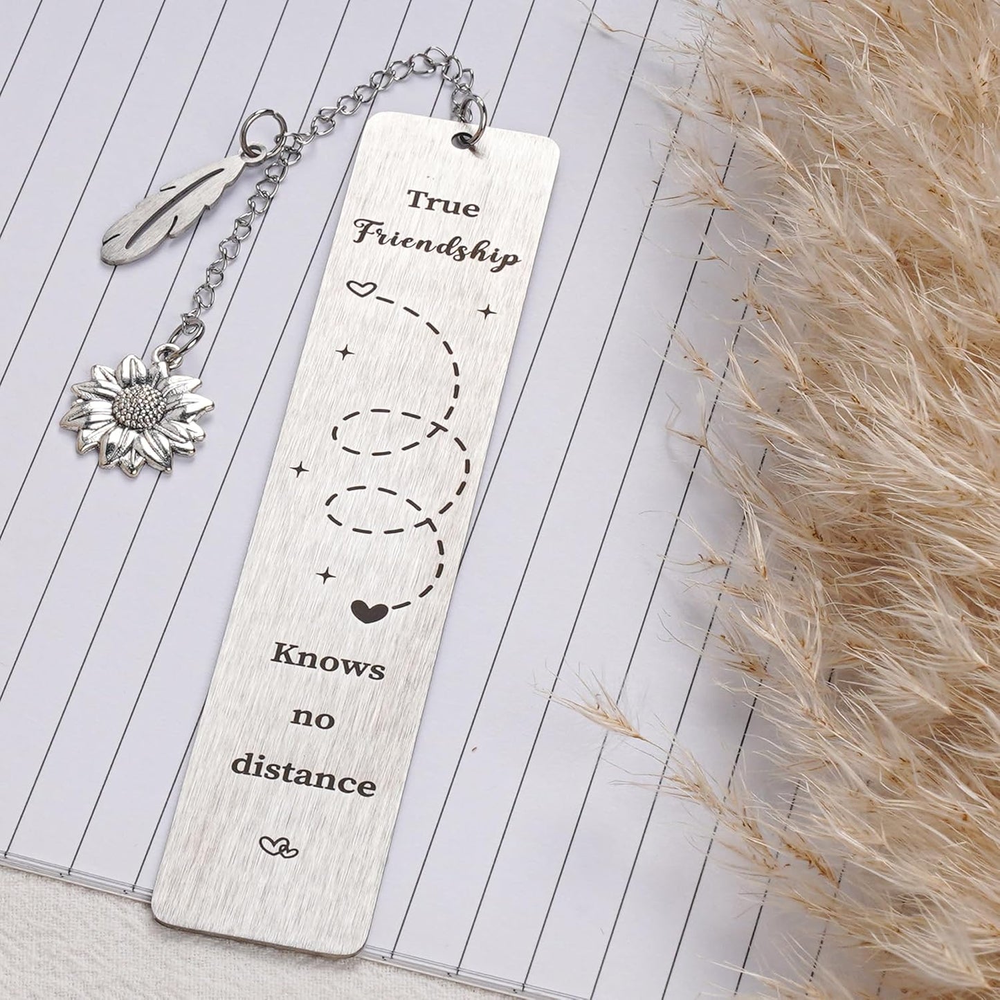 Best Friend Bookmark Gifts for Women - Metal Friendship Book Marks with Sunflower Charm, Long Distance BFF Present for Book Lovers Birthday Graduation Christmas Keepsake