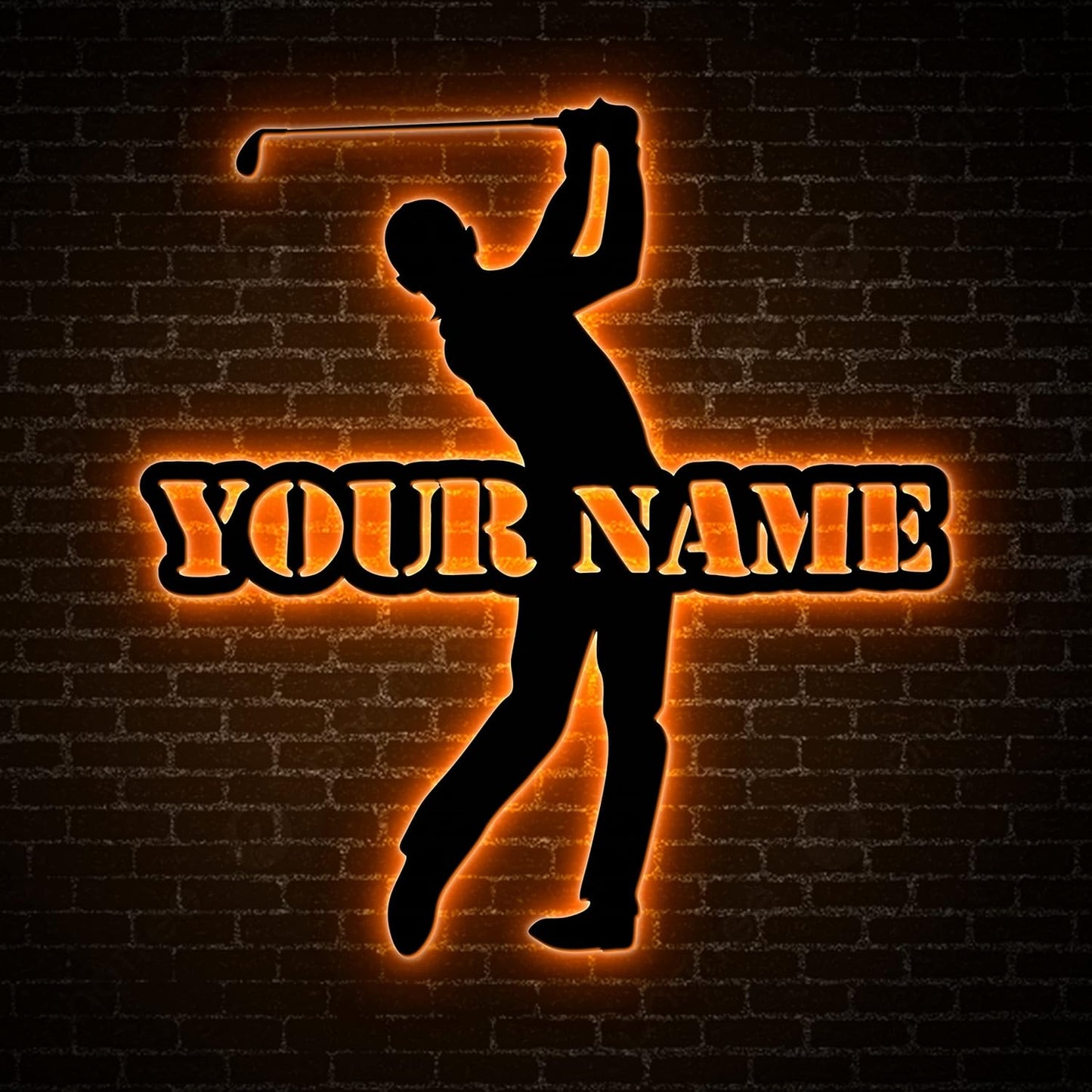 Custom Golfer Metal Wall Art with Led Light, Personalized Golfer Name Sign Home Decor 19th Hole Golf Club Decoration, Home Decor,Custom Golf Name Sign Decor, Gift For Dad, Son, Sports Lovers, Christmas Gift