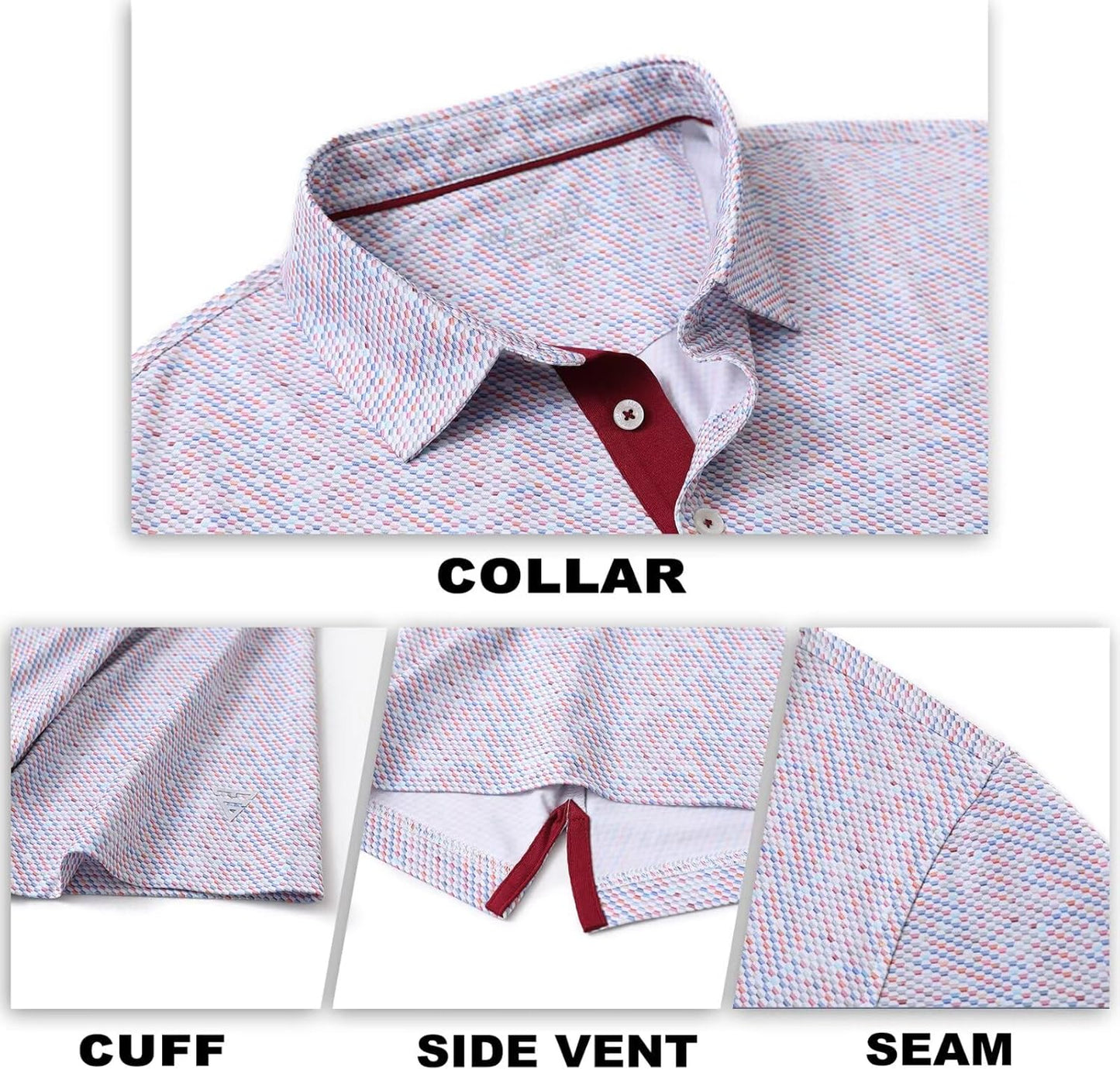 M MAELREG Mens Golf Shirt Short Sleeve Dry Fit Print Moisture Wicking Performance Patterns Collared Polo Shirt