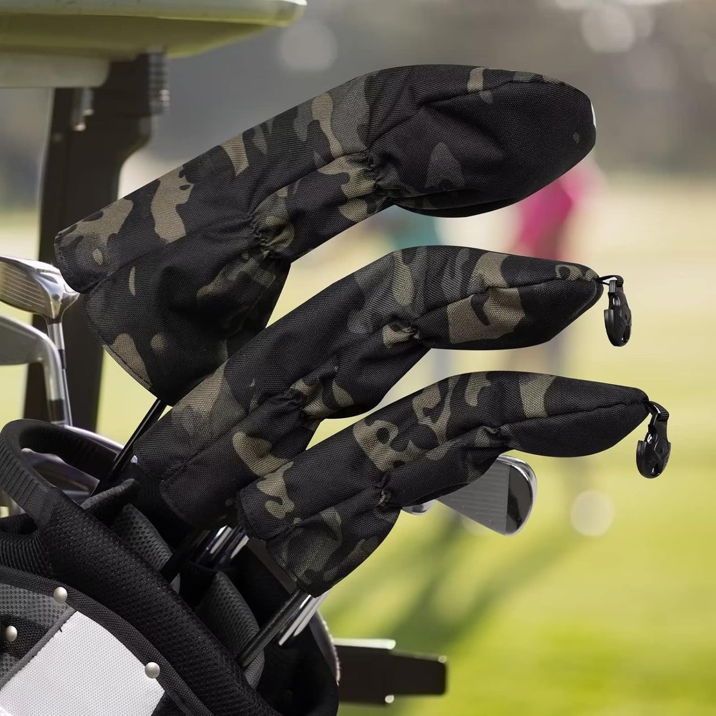 3 Pack Camouflage Golf Club Head Covers for Driver, Fairway Woods and Hybrid with Rotatable Number Tag