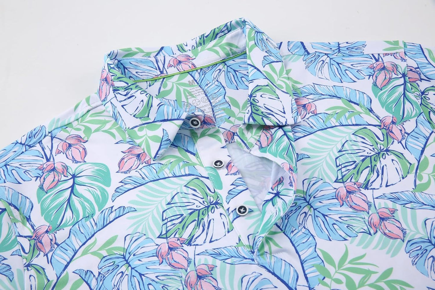 Alex Vando Mens Hawaiian Golf Shirt Moisture Wicking Digital Print Golf Shirts for Men