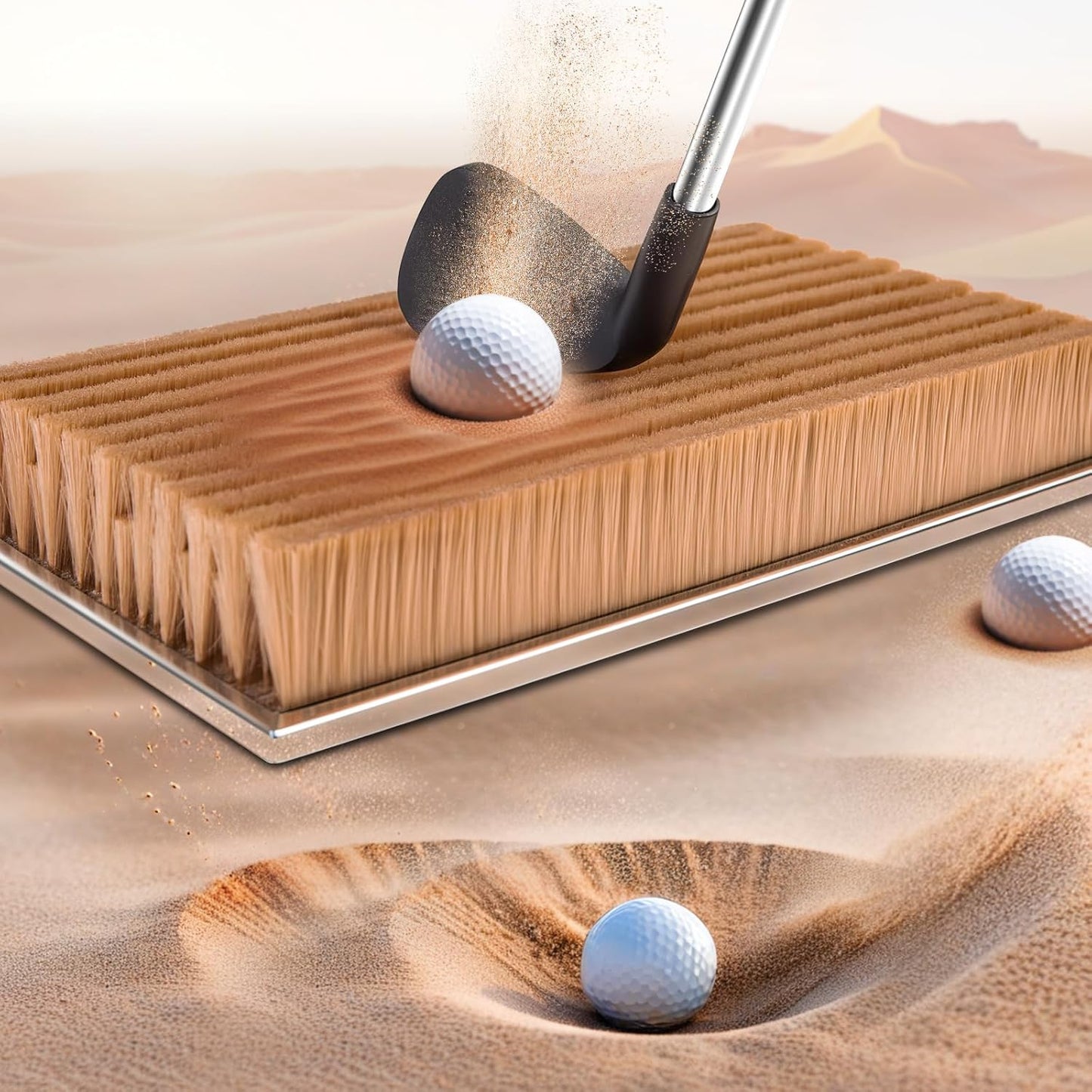 Bunker Practice Mat - Simulates Real Golf Course Bunker, Stainless Steel Base for Stable Indoor Golf Simulator Practice