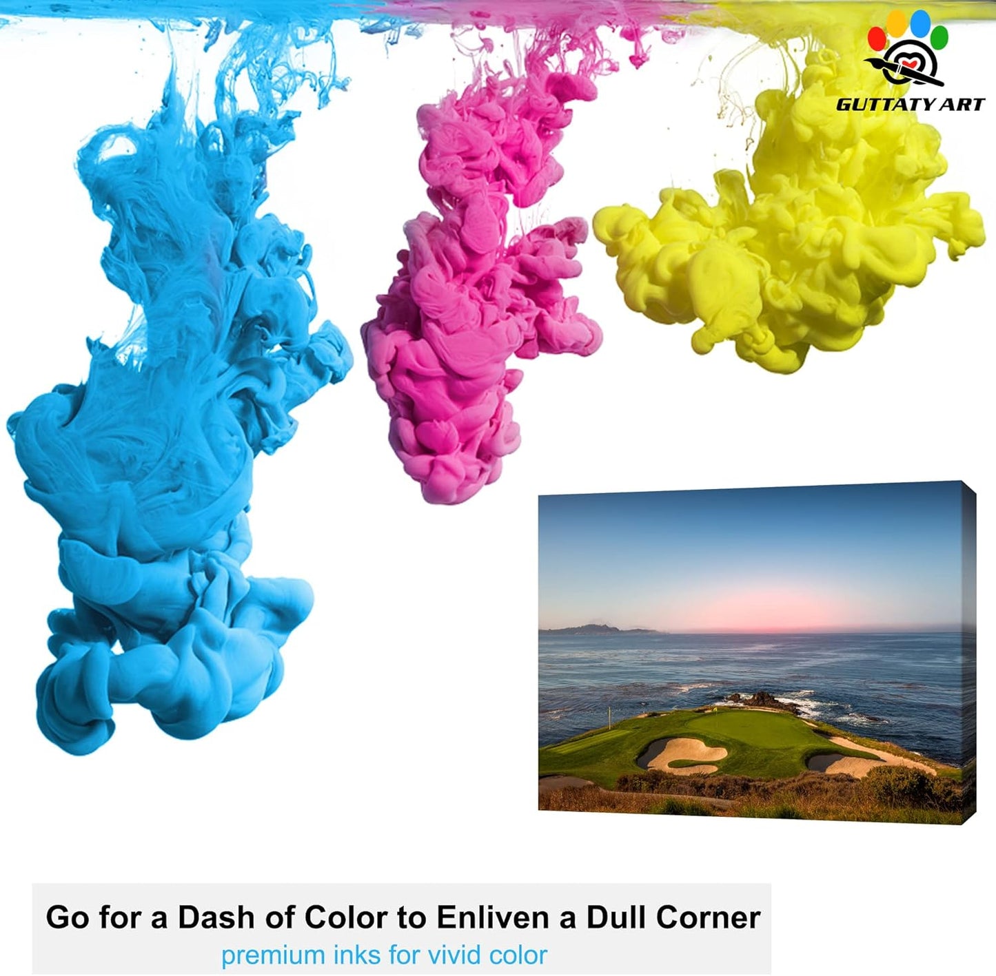 Golf Canvas Wall Art, Pebble Beach Golf Links Painting Prints for Living Room Wall Decor, Men's Sports Golf Course Poster Picture for Bedroom Decor, Framed Artwork for Office Home Decor 28x40 Inches