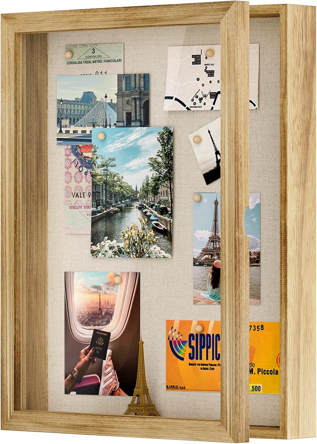 Love-KANKEI Shadow Box Frame 13x16.5 inch, Large Shadow Box Display Case with Linen Back Memorabilia Awards Medals Photos Gift Memory Box Carbonized Black