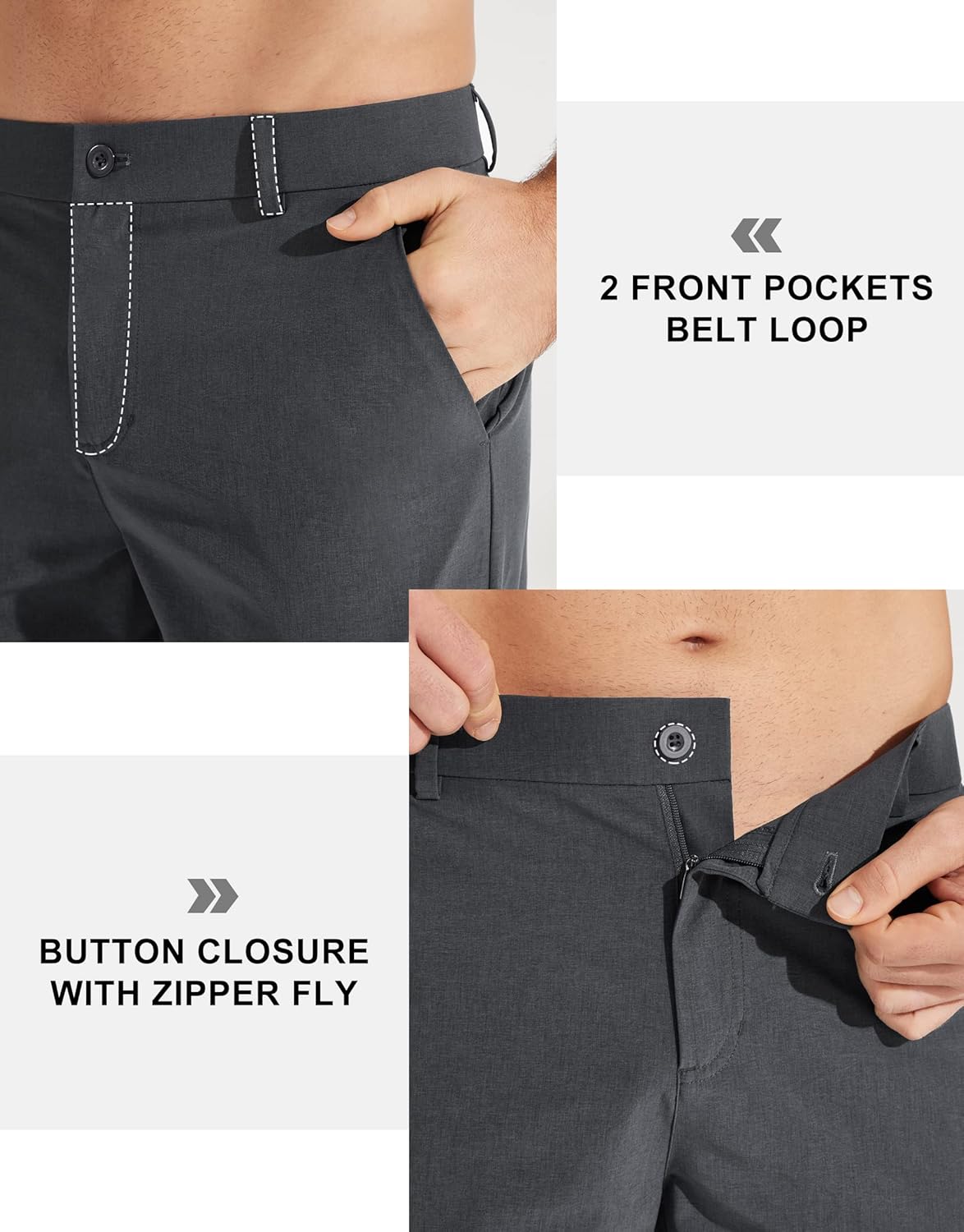 Libin Mens Golf Pants Stretch Work Dress Pants 30"/32"/34" Quick Dry Lightweight Casual Comfy Trousers with Pockets