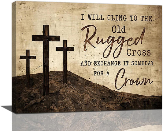 Christian Wall Art, Cross Pictures Wall Decor Religious Canvas Prints Framed Artwork Paintings Poster Home Office Decorations For Bathroom Bedroom Living Room Kitchen 16l X 12w