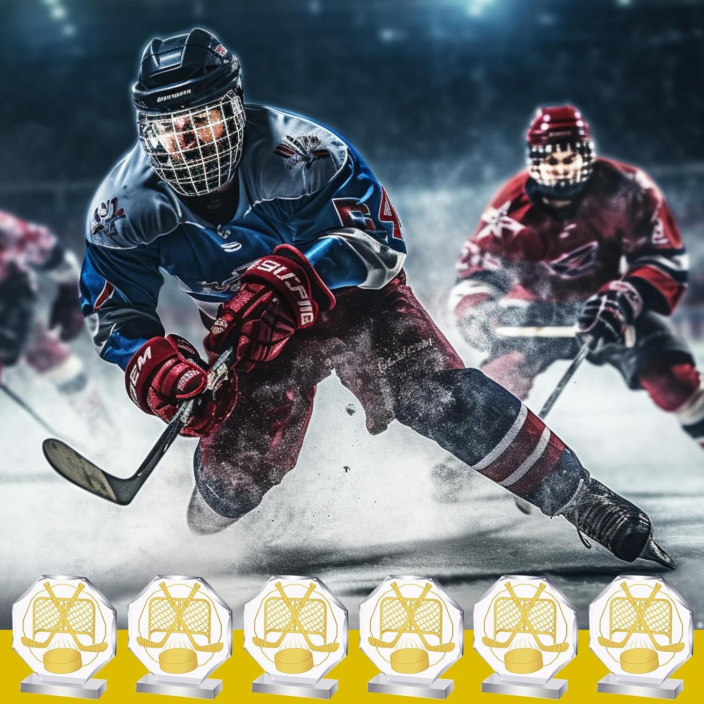 6 Pack Sports Trophy Acrylic Award Medals 4.72 x 4.72 Inch Sports Contest Trophies Bulk Plaques Team Prize Gift Trophies for Competition